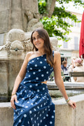 Robe longue asymétrique à pois