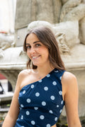 Robe longue asymétrique à pois