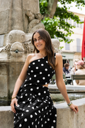 Robe longue asymétrique à pois