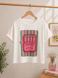 T shirt SARDINES vert et rose