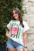 T shirt SARDINES vert et rose