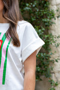 T shirt SARDINES vert et rose